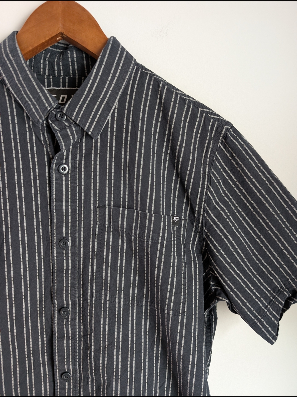 Fox Racing Men's Branam Stripe Short Sleeve Button Down Shirt Moto Black Size M
